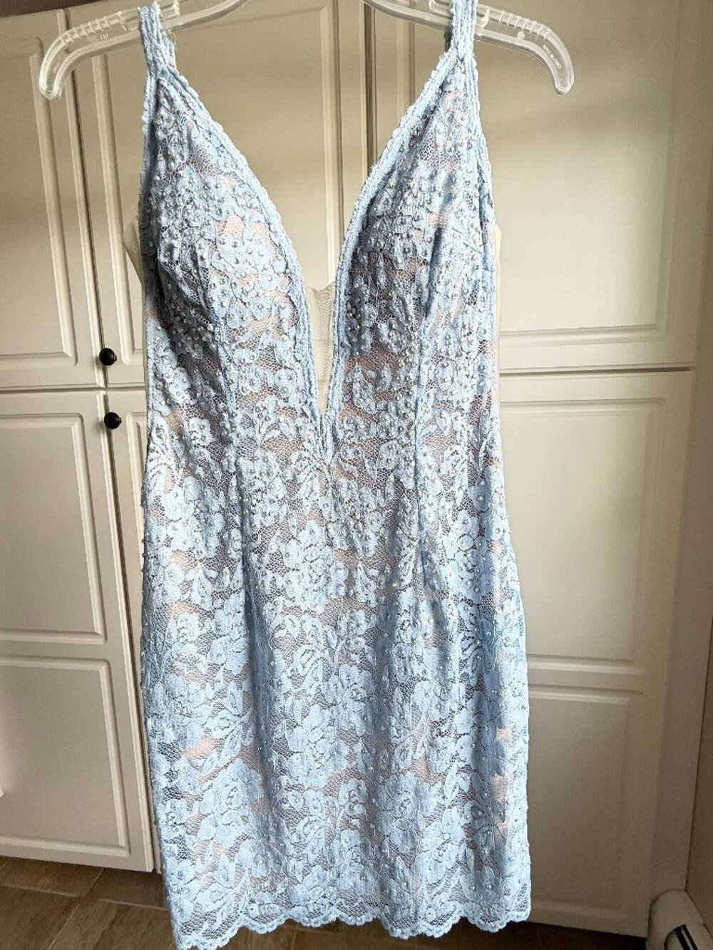 Jovani Lace Plunging Neckline Cocktail Dress